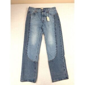NWT Women's Levis Premium 501 90s Two Tone Blue Straight Leg Jeans W32 L30 or 14